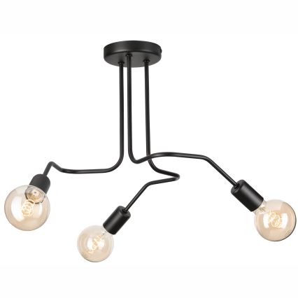 Πλαφονιέρα οροφής MATYLDA 3xE27/60W/230V μαύρο