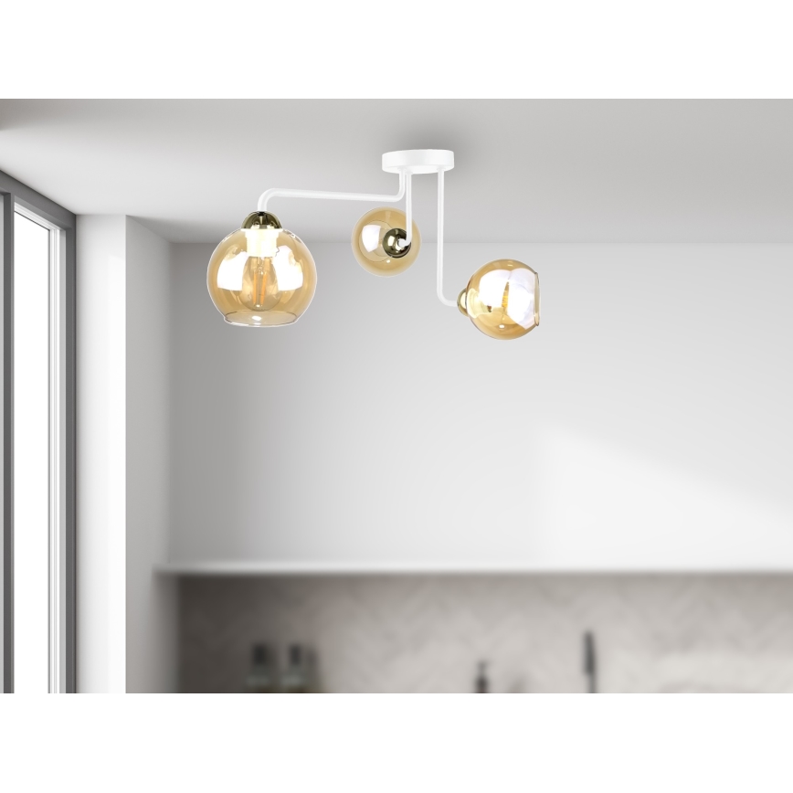 Πλαφονιέρα οροφής  MONDE WHITE 3xE27/60W/230V