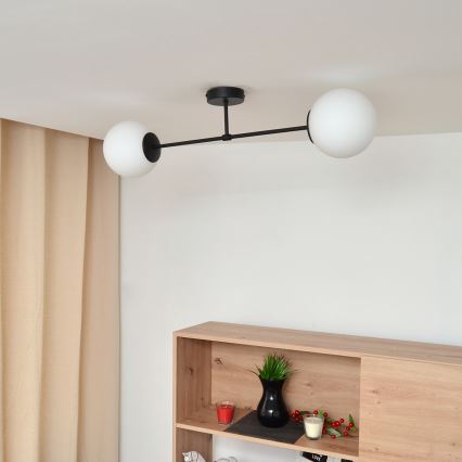 Πλαφονιέρα οροφής MOON 2xE27/15W/230V μαύρο