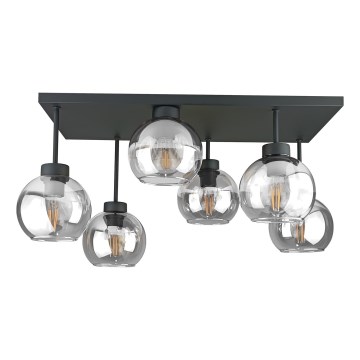 Πλαφονιέρα οροφής NESSA 6xE27/60W/230V μαύρο/διαφανή