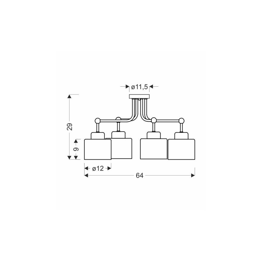Πλαφονιέρα οροφής OLENA 4xE27/60W/230V μαύρο