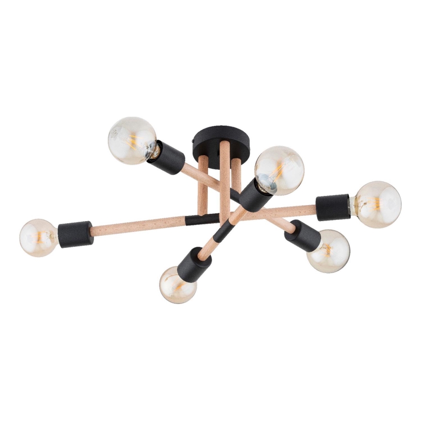 Πλαφονιέρα οροφής OTELLO 6xE27/15W/230V μαύρο/μπεζ