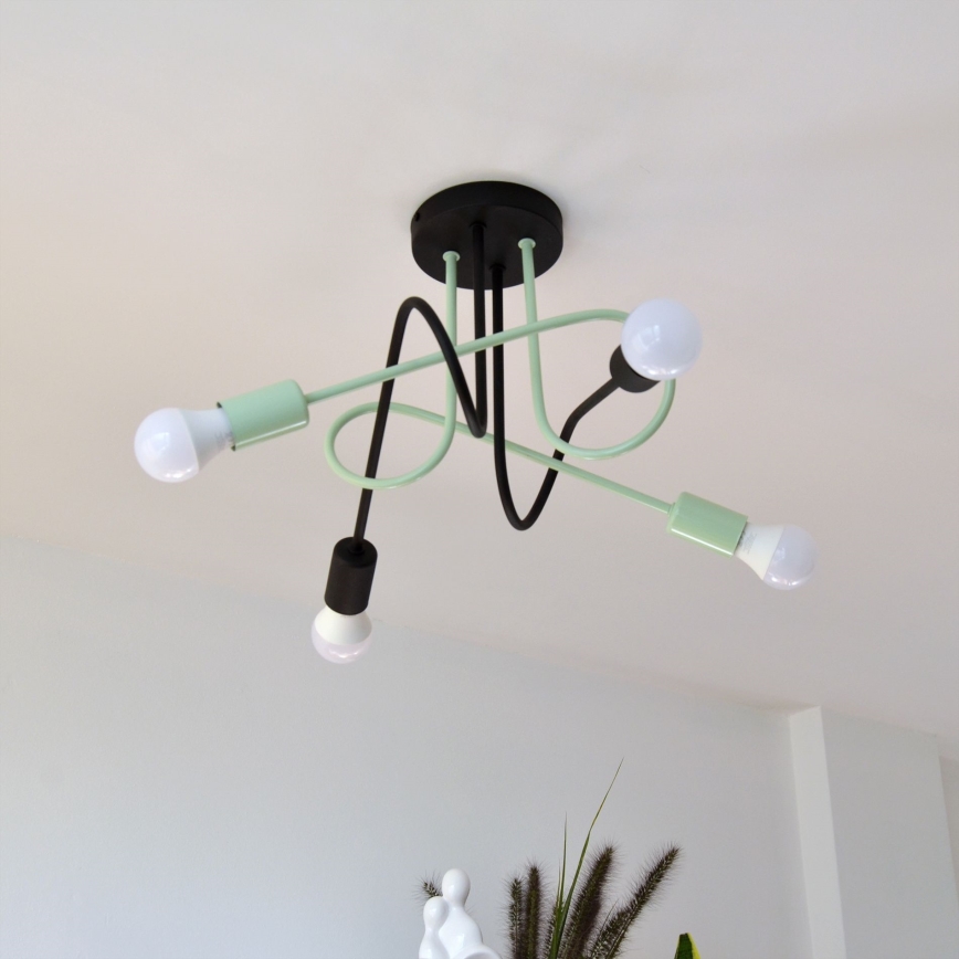 Πλαφονιέρα οροφής OXFORD 4xE27/15W/230V μαύρο/πράσινο