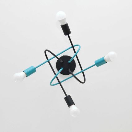 Πλαφονιέρα οροφής OXFORD 4xE27/15W/230V μαύρο/τουρκουάζ