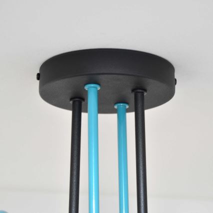 Πλαφονιέρα οροφής OXFORD 4xE27/15W/230V μαύρο/τουρκουάζ