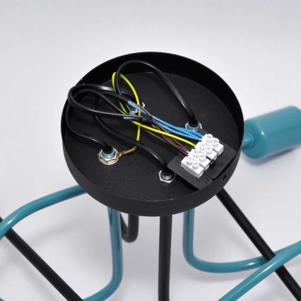 Πλαφονιέρα οροφής OXFORD 4xE27/15W/230V μαύρο/τουρκουάζ