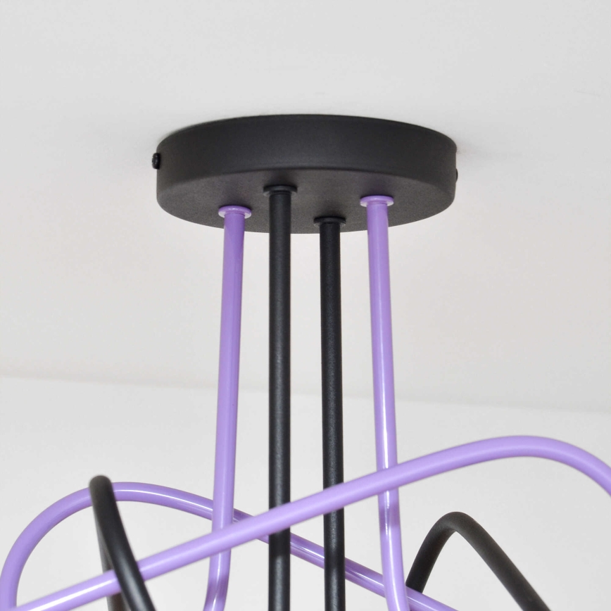 Πλαφονιέρα οροφής OXFORD 4xE27/15W/230V μαύρο/μωβ