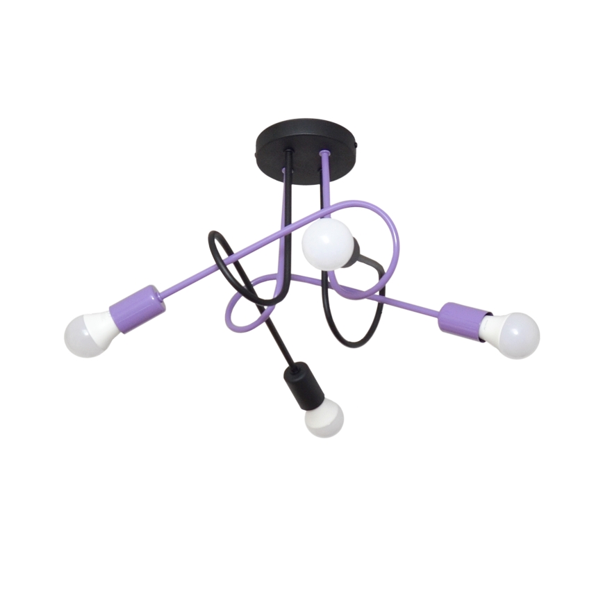 Πλαφονιέρα οροφής OXFORD 4xE27/15W/230V μαύρο/μωβ