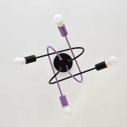 Πλαφονιέρα οροφής OXFORD 4xE27/15W/230V μαύρο/μωβ