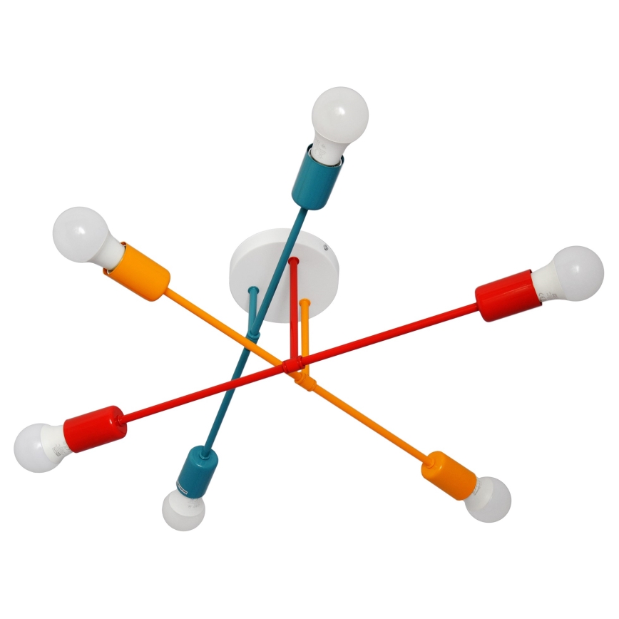 Πλαφονιέρα οροφής πολύφωτο CAMBRIDGE 6xE27/20W/230V μπλε/κόκκινο/πορτοκάλι