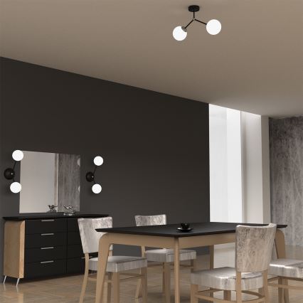 Πλαφονιέρα οροφής πολύφωτο JOY 2xE14/40W/230V μαύρο/γυαλιστερό χρώμιο