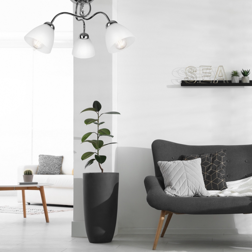 Πλαφονιέρα οροφής πολύφωτο MIRANDA 3xE27/60W/230V γυαλιστερό χρώμιο