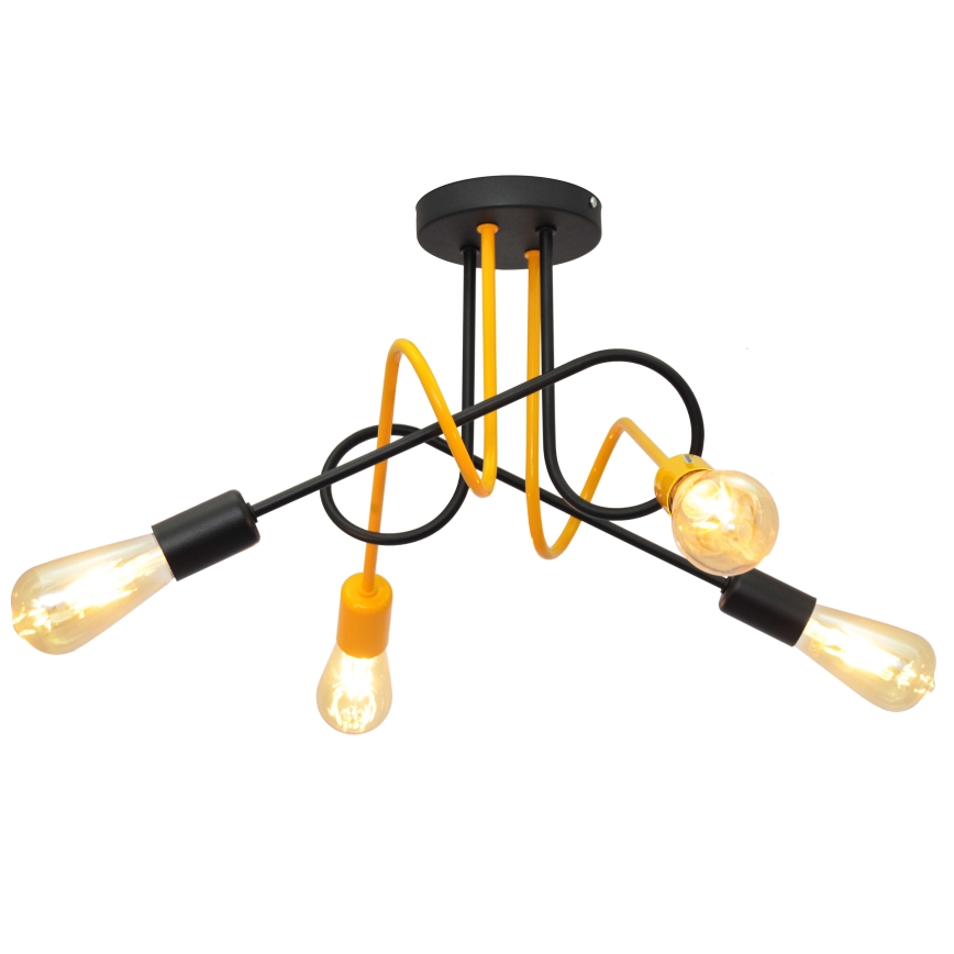 Πλαφονιέρα οροφής πολύφωτο OXFORD 4xE27/15W/230V μαύρο/κίτρινο