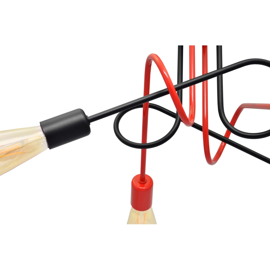 Πλαφονιέρα οροφής πολύφωτο OXFORD 4xE27/15W/230V μαύρο/κόκκινο