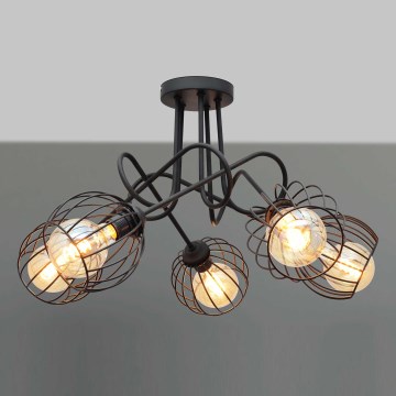 Πλαφονιέρα οροφής πολύφωτο OXFORD 5xE27/15W/230V μαύρο