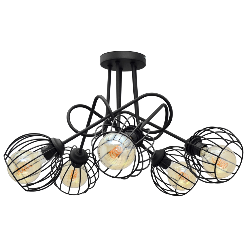 Πλαφονιέρα οροφής πολύφωτο OXFORD 5xE27/15W/230V μαύρο