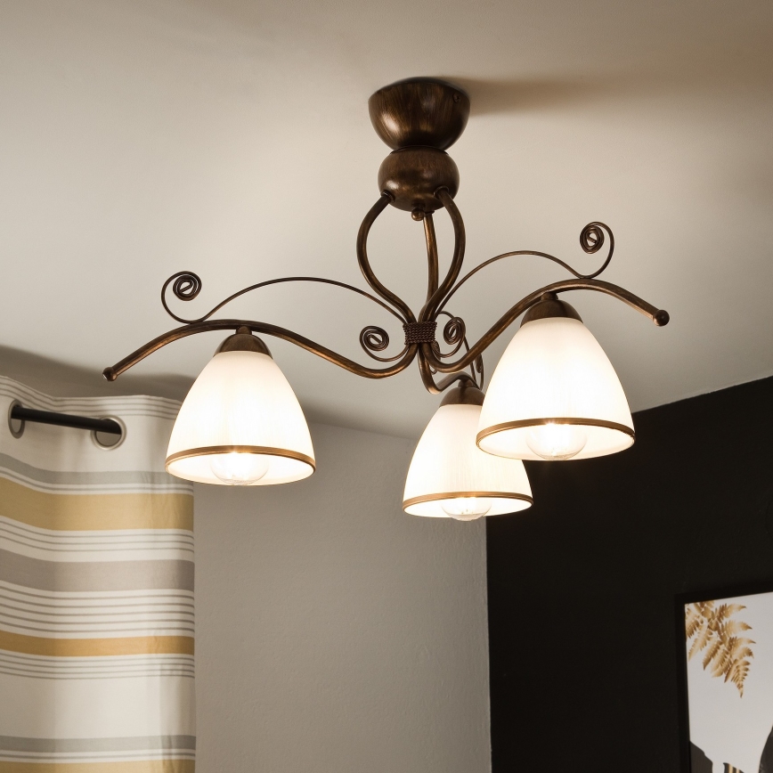 Πλαφονιέρα οροφής RETRO 3xE27/60W/230V μπρονζέ πατίνα