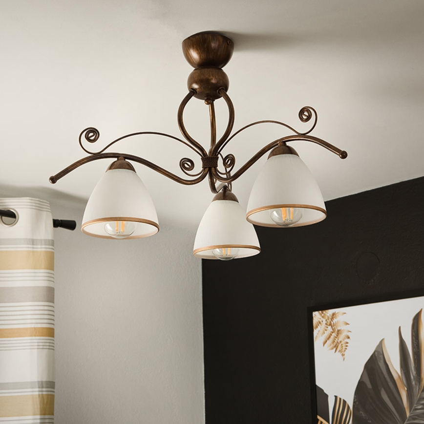 Πλαφονιέρα οροφής RETRO 3xE27/60W/230V μπρονζέ πατίνα