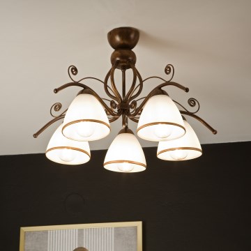 Πλαφονιέρα οροφής RETRO 5xE27/60W/230V μπρονζέ πατίνα