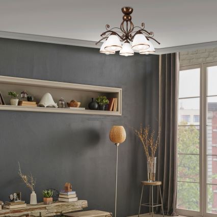 Πλαφονιέρα οροφής RETRO 5xE27/60W/230V μπρονζέ πατίνα