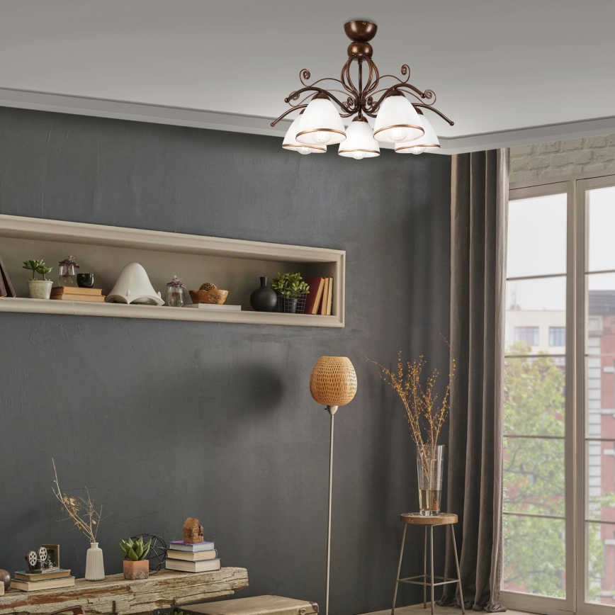 Πλαφονιέρα οροφής RETRO 5xE27/60W/230V μπρονζέ πατίνα