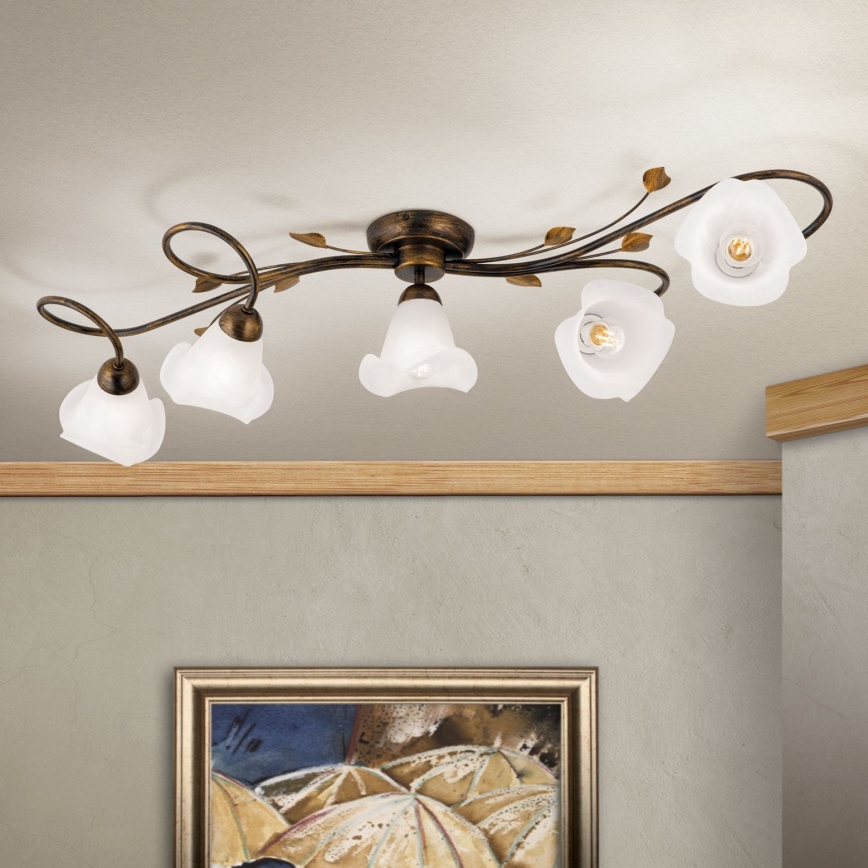 Πλαφονιέρα οροφής SISI 5xE14/40W/230V μπρονζέ/πατίνα