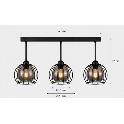 Πλαφονιέρα οροφής SOLO BLACK 3xE27/60W/230V