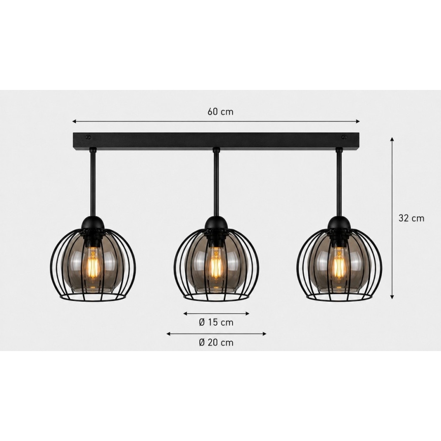 Πλαφονιέρα οροφής SOLO BLACK 3xE27/60W/230V