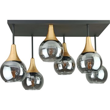 Πλαφονιέρα οροφής SOMA 6xE27/60W/230V μαύρο/χρυσό/φιμέ μαύρο