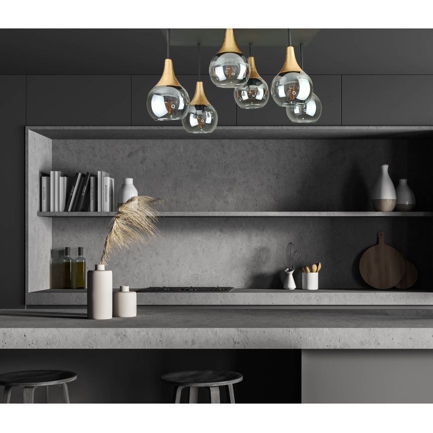 Πλαφονιέρα οροφής SOMA 6xE27/60W/230V μαύρο/χρυσό/φιμέ μαύρο