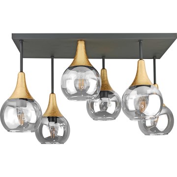 Πλαφονιέρα οροφής SOMA 6xE27/60W/230V μαύρο/χρυσό/διαφανές