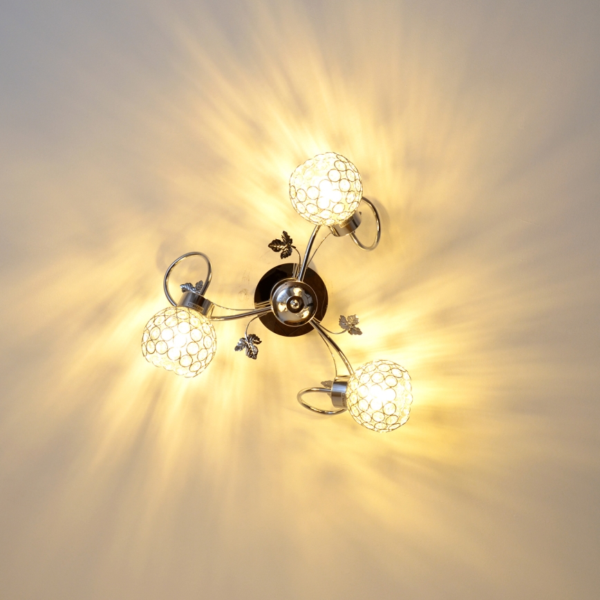 Πλαφονιέρα οροφής SOPHIA 3xE27/15W/230V γυαλιστερό χρώμιο/διαφανής