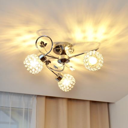 Πλαφονιέρα οροφής SOPHIA 3xE27/15W/230V γυαλιστερό χρώμιο/διαφανής