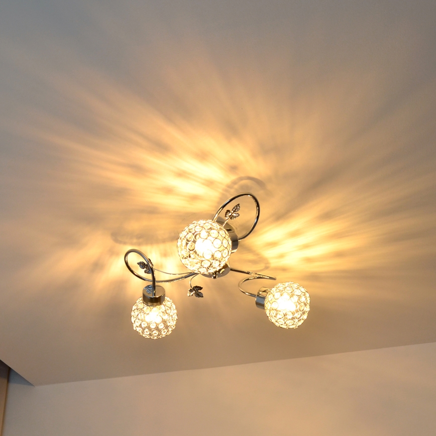 Πλαφονιέρα οροφής SOPHIA 3xE27/15W/230V γυαλιστερό χρώμιο/διαφανής