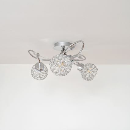 Πλαφονιέρα οροφής SOPHIA 3xE27/15W/230V γυαλιστερό χρώμιο/διαφανής