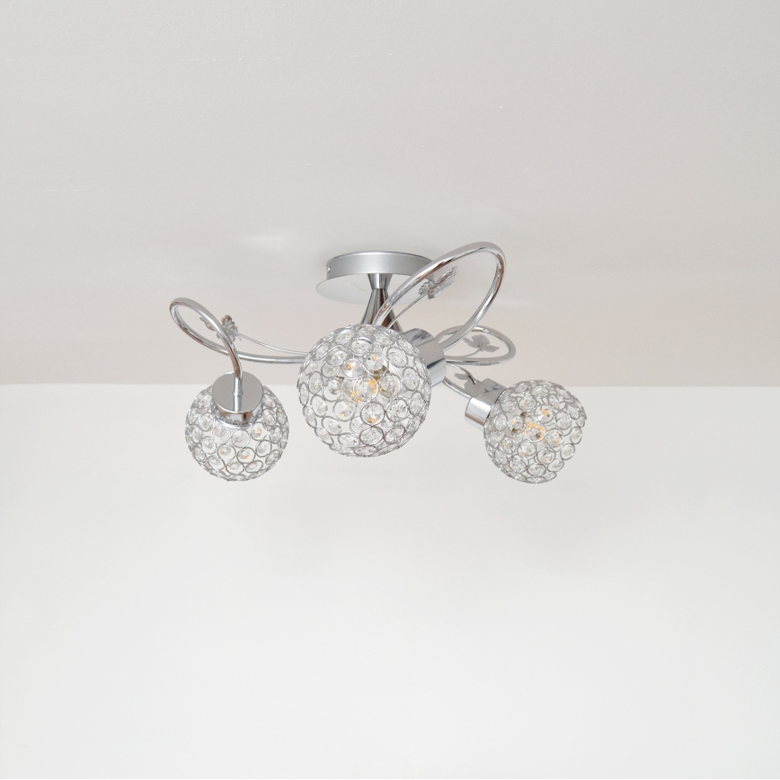 Πλαφονιέρα οροφής SOPHIA 3xE27/15W/230V γυαλιστερό χρώμιο/διαφανής