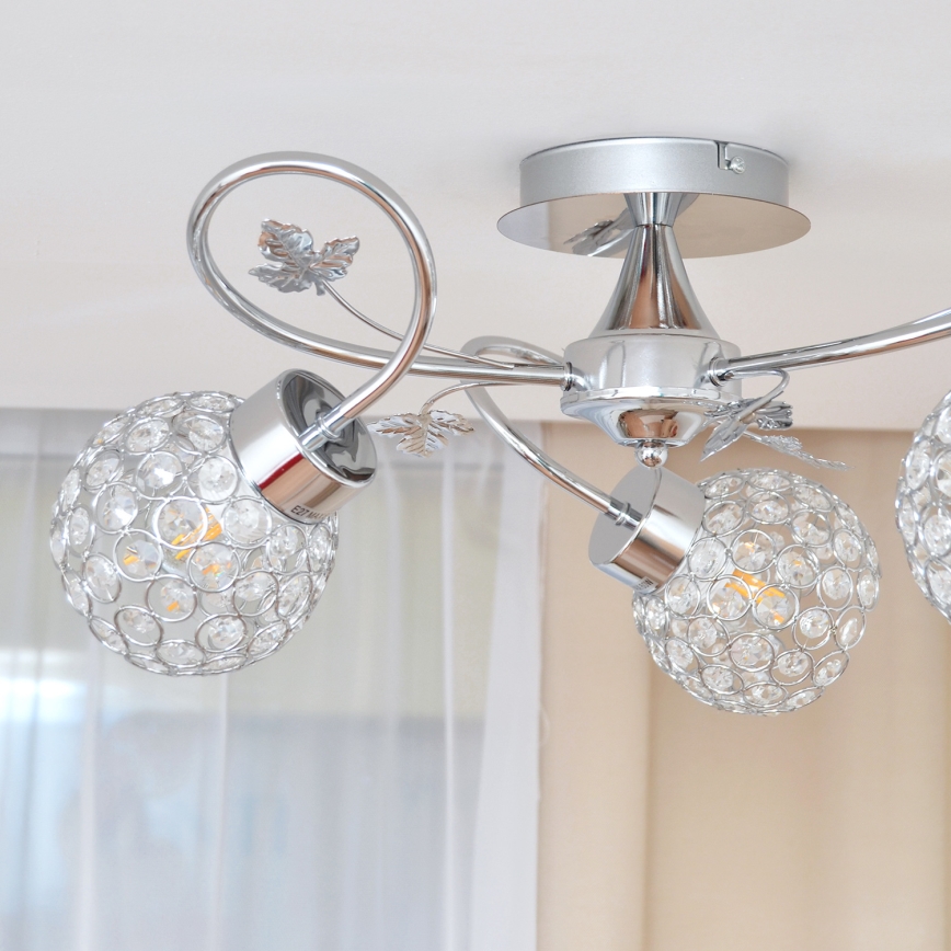 Πλαφονιέρα οροφής SOPHIA 3xE27/15W/230V γυαλιστερό χρώμιο/διαφανής