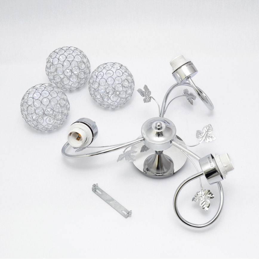 Πλαφονιέρα οροφής SOPHIA 3xE27/15W/230V γυαλιστερό χρώμιο/διαφανής