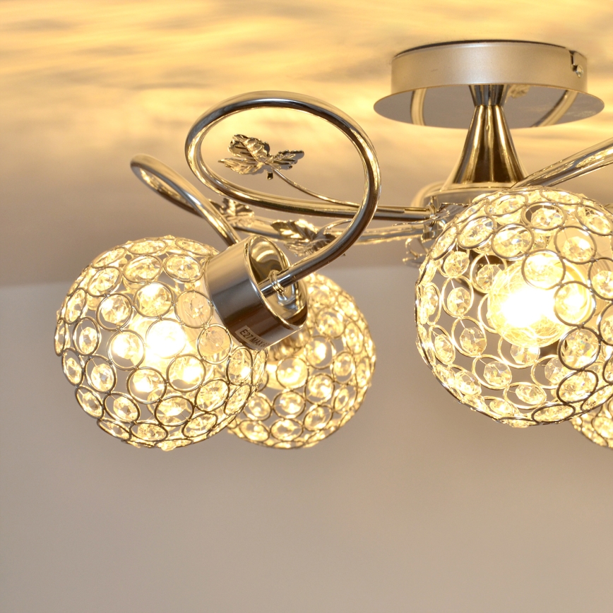 Πλαφονιέρα οροφής SOPHIA 5xE27/15W/230V γυαλιστερό χρώμιο/διαφανής