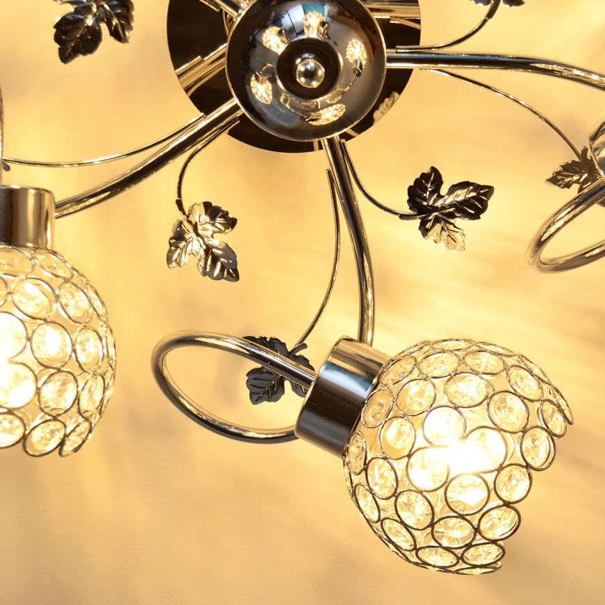 Πλαφονιέρα οροφής SOPHIA 5xE27/15W/230V γυαλιστερό χρώμιο/διαφανής