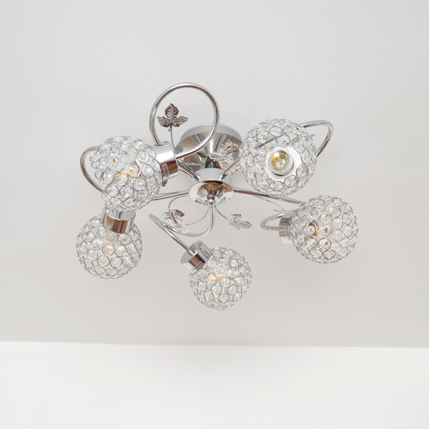 Πλαφονιέρα οροφής SOPHIA 5xE27/15W/230V γυαλιστερό χρώμιο/διαφανής