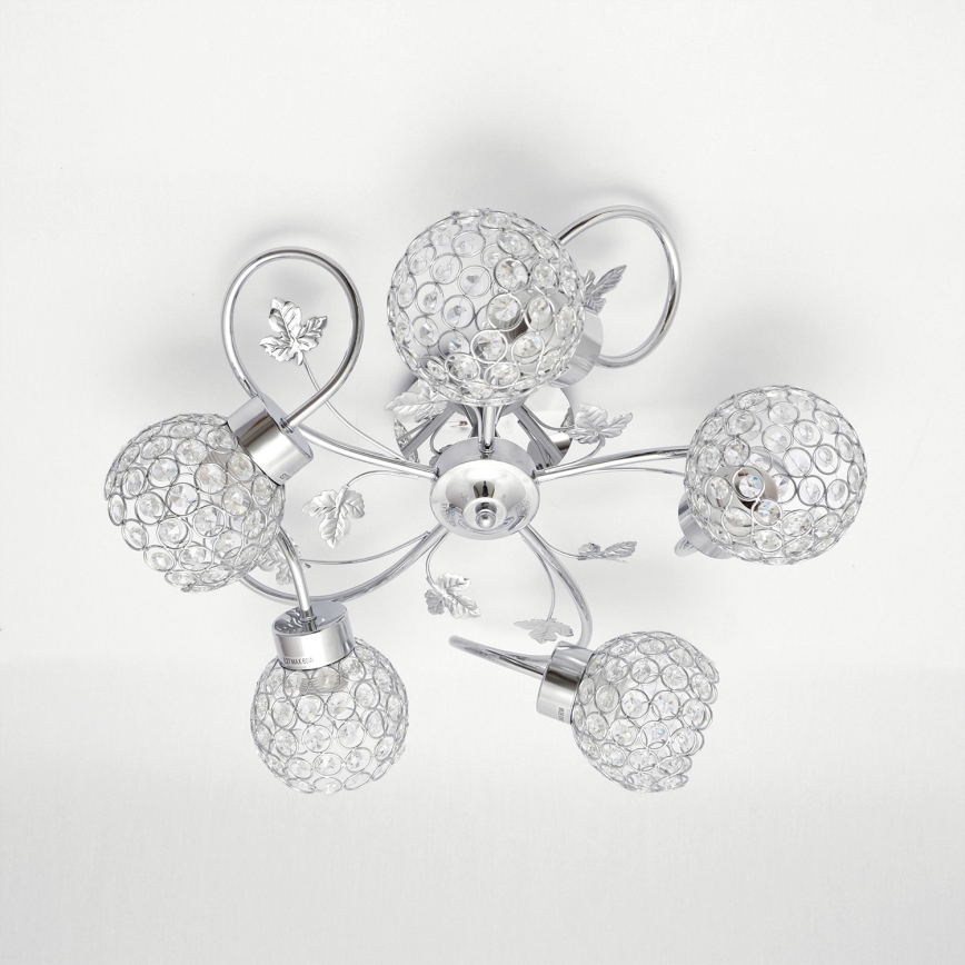 Πλαφονιέρα οροφής SOPHIA 5xE27/15W/230V γυαλιστερό χρώμιο/διαφανής