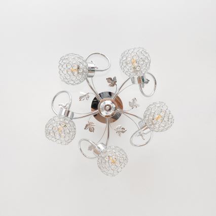 Πλαφονιέρα οροφής SOPHIA 5xE27/15W/230V γυαλιστερό χρώμιο/διαφανής