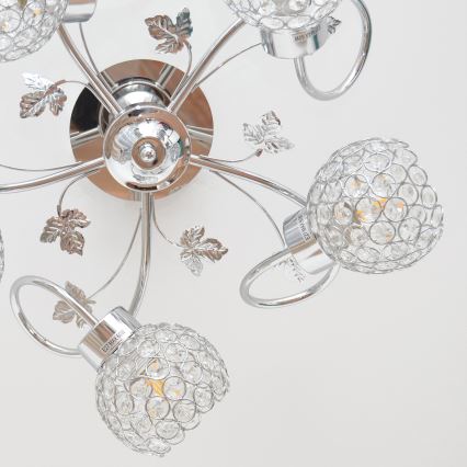 Πλαφονιέρα οροφής SOPHIA 5xE27/15W/230V γυαλιστερό χρώμιο/διαφανής