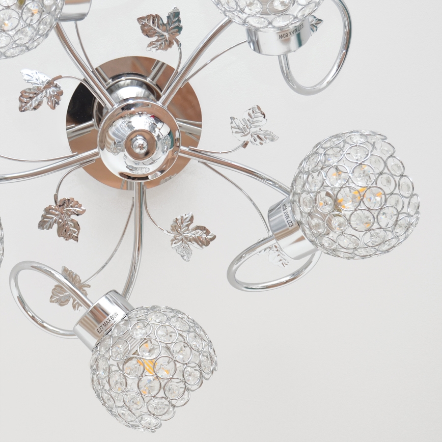 Πλαφονιέρα οροφής SOPHIA 5xE27/15W/230V γυαλιστερό χρώμιο/διαφανής
