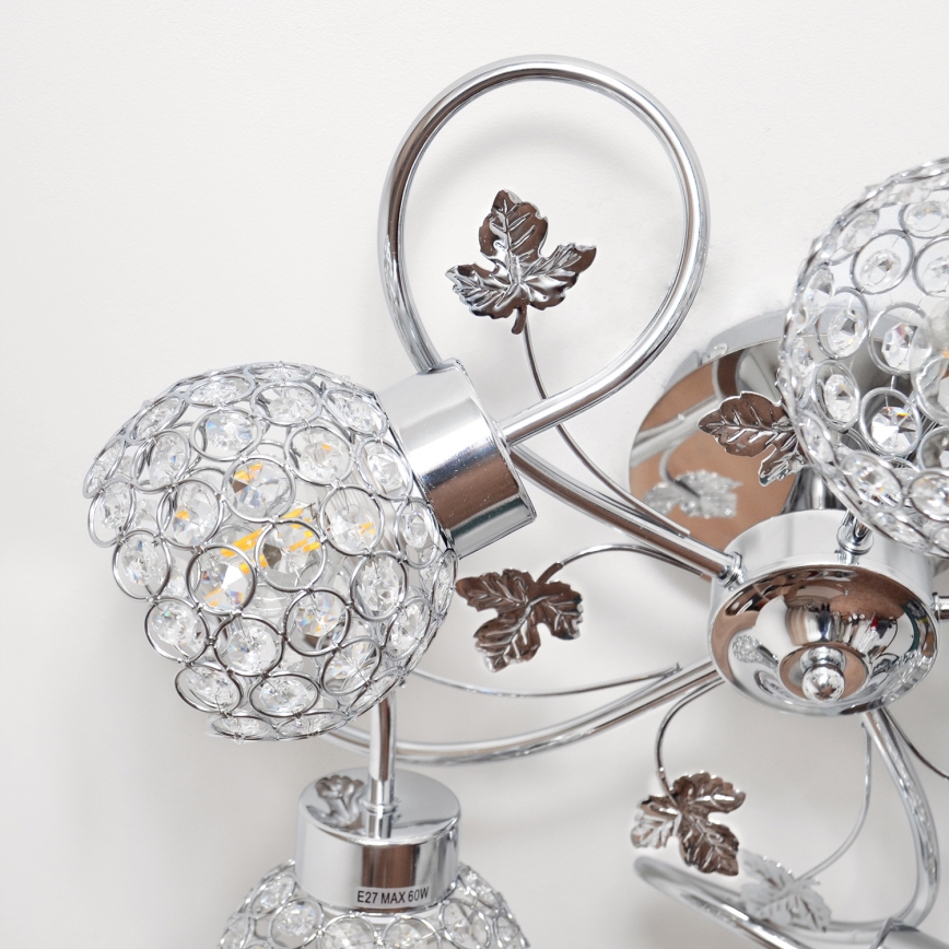 Πλαφονιέρα οροφής SOPHIA 5xE27/15W/230V γυαλιστερό χρώμιο/διαφανής