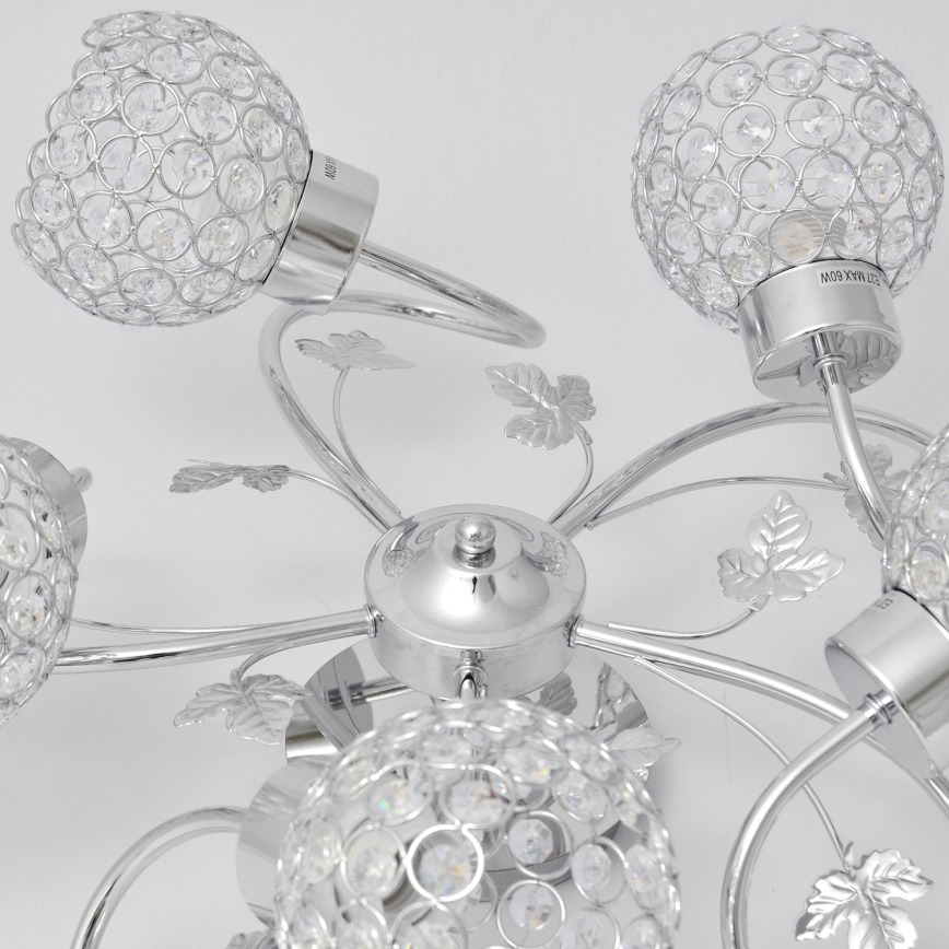 Πλαφονιέρα οροφής SOPHIA 5xE27/15W/230V γυαλιστερό χρώμιο/διαφανής
