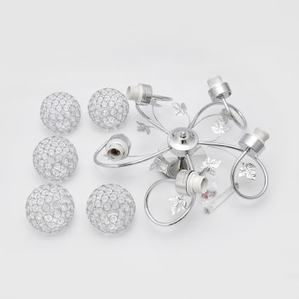 Πλαφονιέρα οροφής SOPHIA 5xE27/15W/230V γυαλιστερό χρώμιο/διαφανής