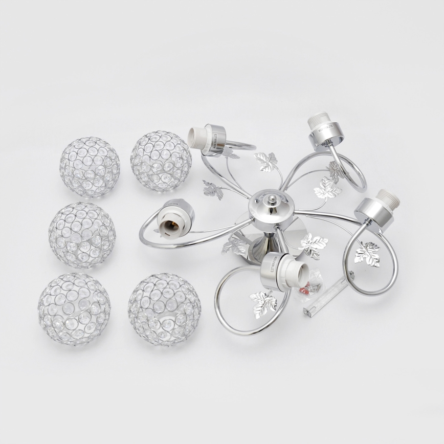 Πλαφονιέρα οροφής SOPHIA 5xE27/15W/230V γυαλιστερό χρώμιο/διαφανής