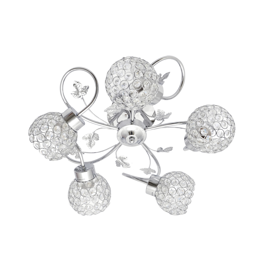 Πλαφονιέρα οροφής SOPHIA 5xE27/15W/230V γυαλιστερό χρώμιο/διαφανής